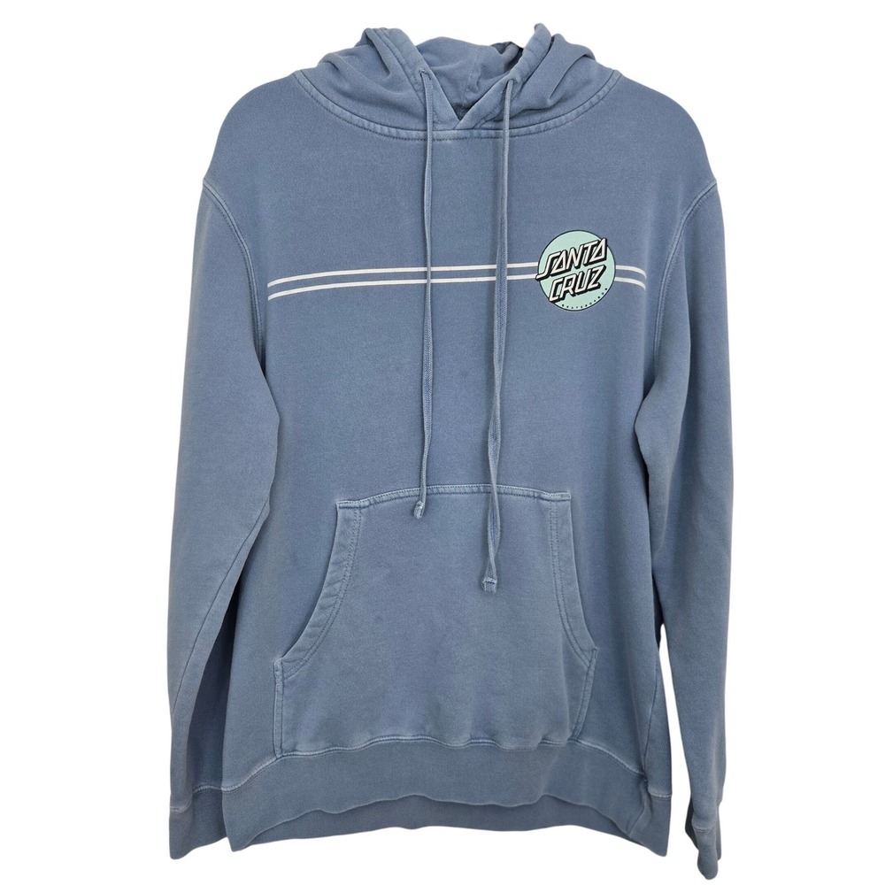 Santa Cruz Skateboards Hoodie Mens Small Blue‎ Garment Dyed Pullover Skater Surf